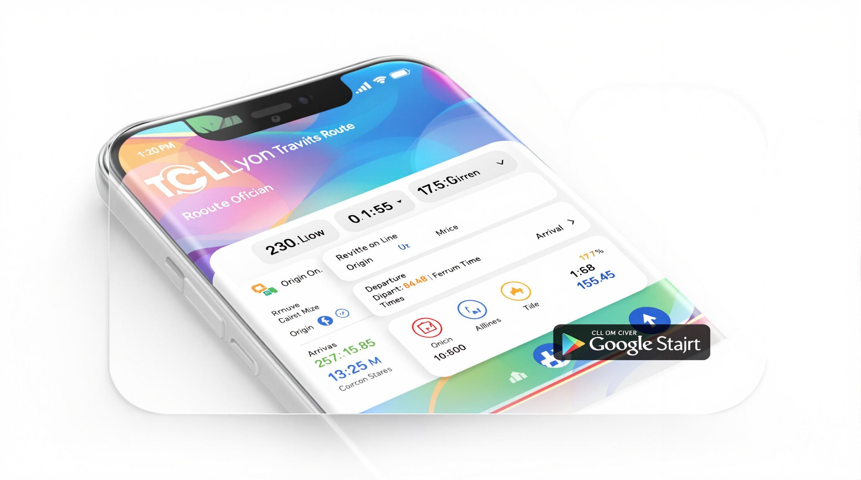 Capture d'écran de l'application TCL pour la recherche d'itinéraires en temps réel