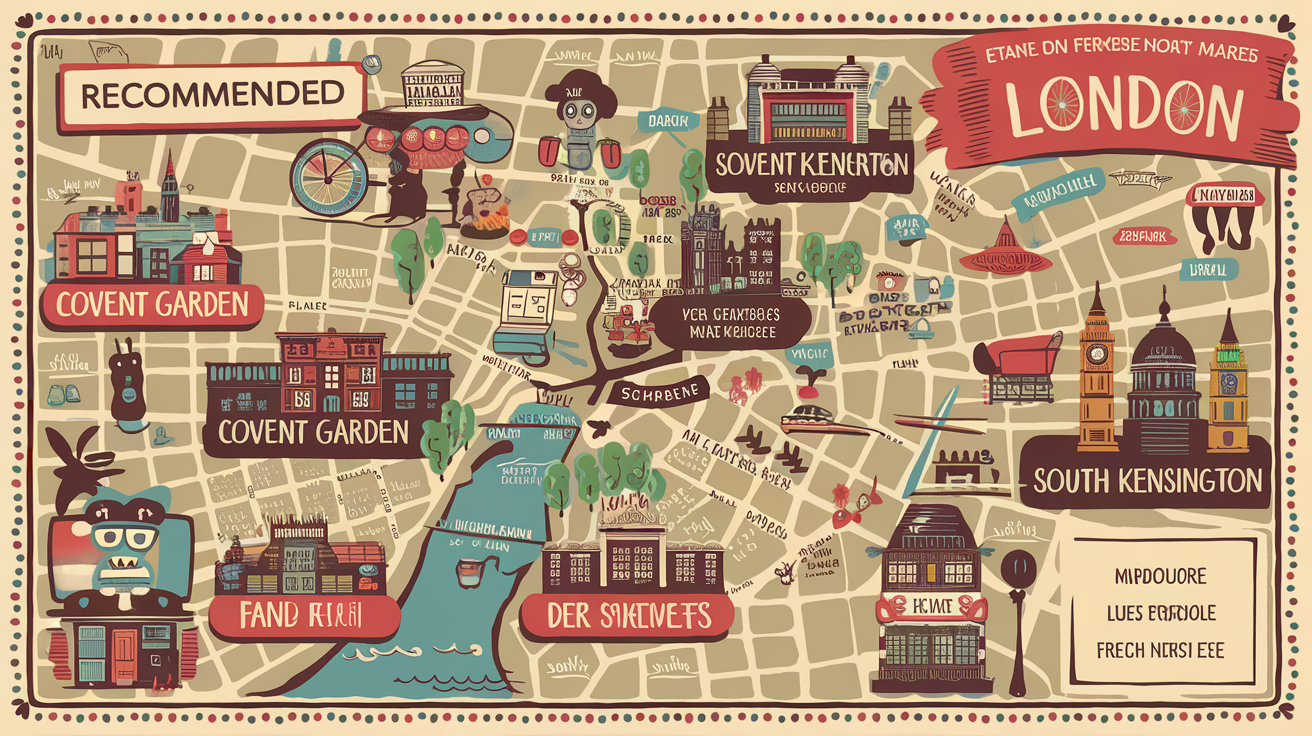 Carte quartiers recommandés à Londres version carnet de route