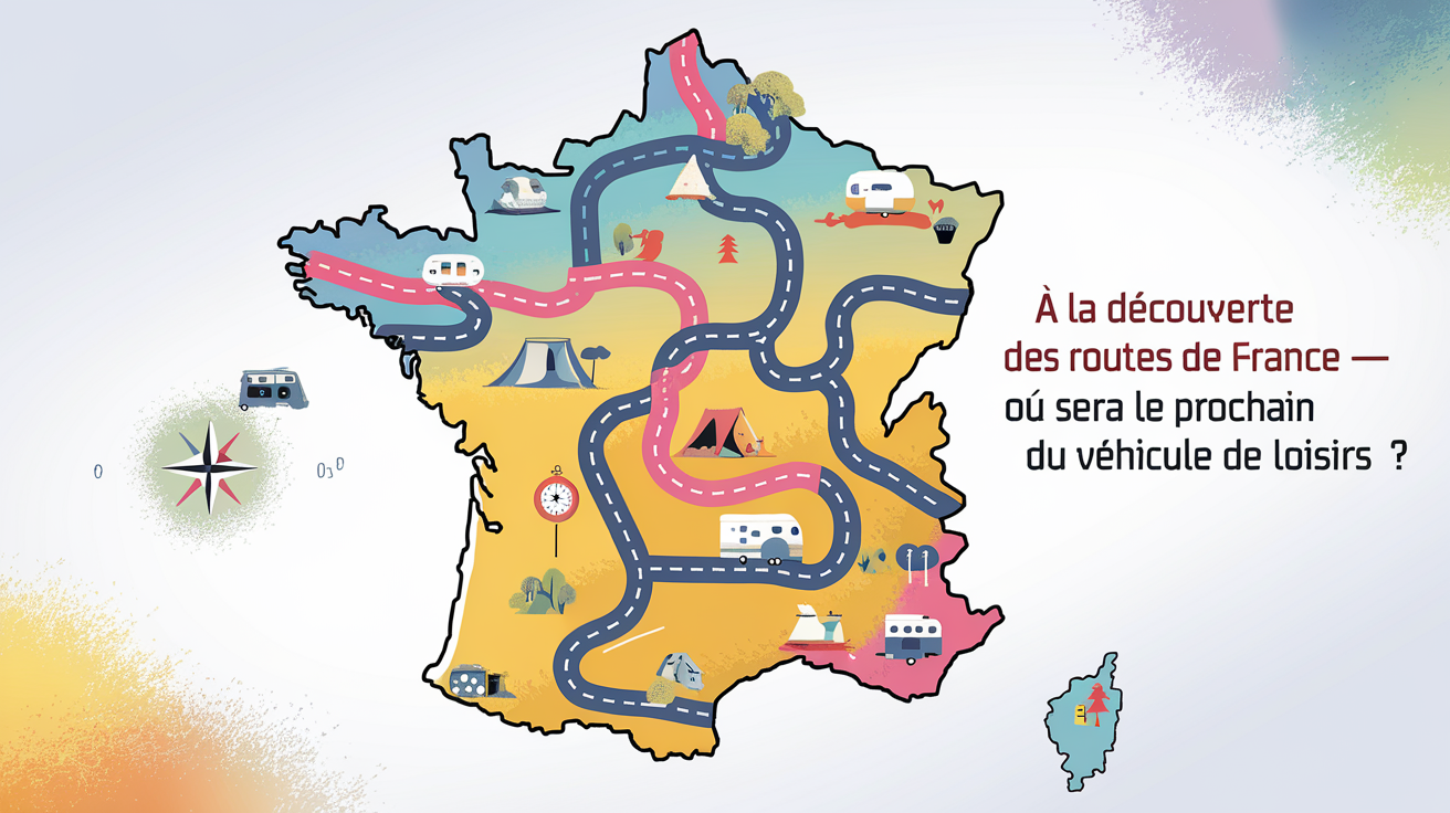 Carte des routes de France, symbolisant la recherche des prochains salons de véhicules de loisirs.