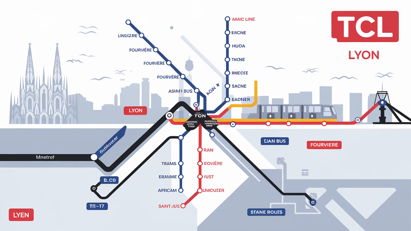 Carte simplifiée du réseau TCL Lyon