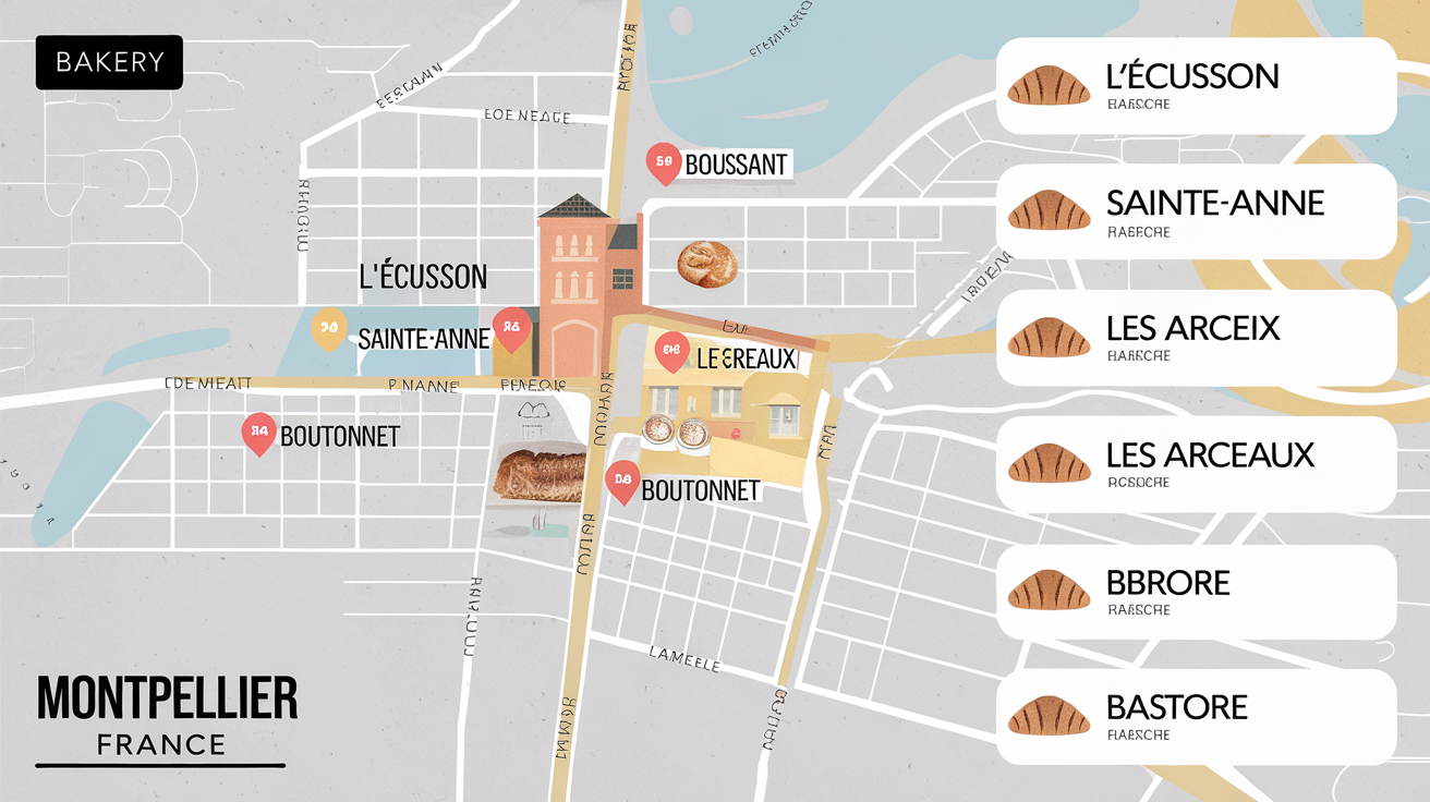 Carte des meilleures boulangeries artisanales à Montpellier