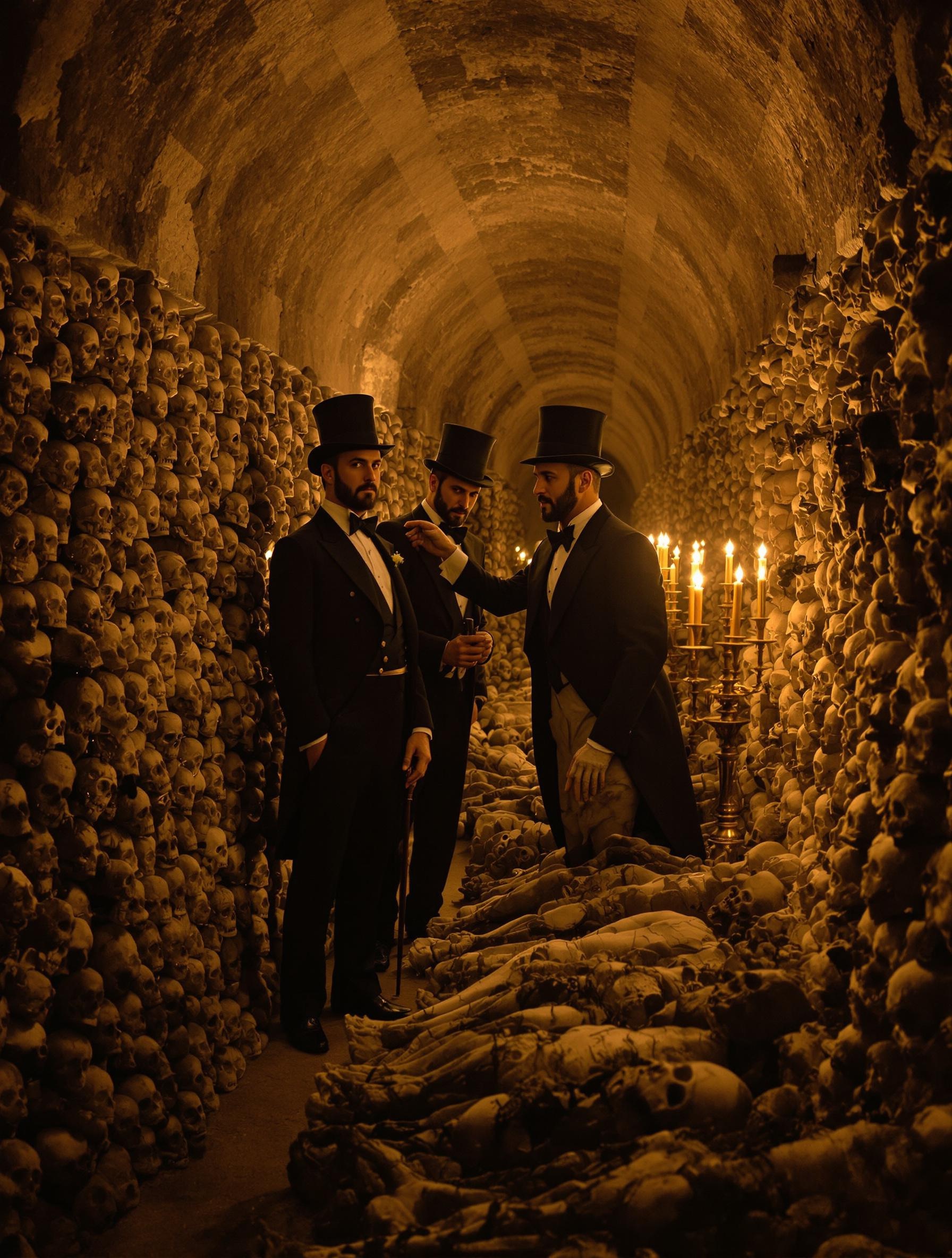Notables bourgeois momifiés et posés par Fernandez dans les galeries au XIXe siècle