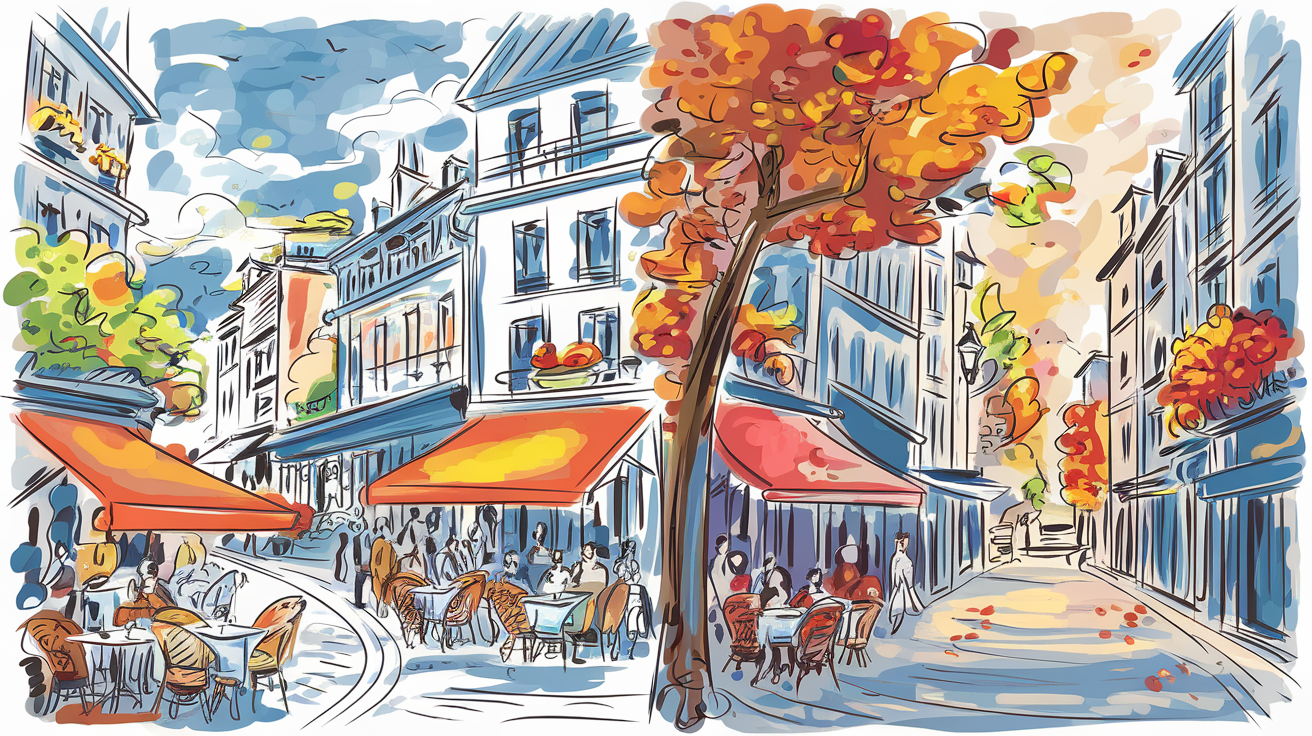 Comparatif saisonnier printemps automne à Lyon style carnet de voyage