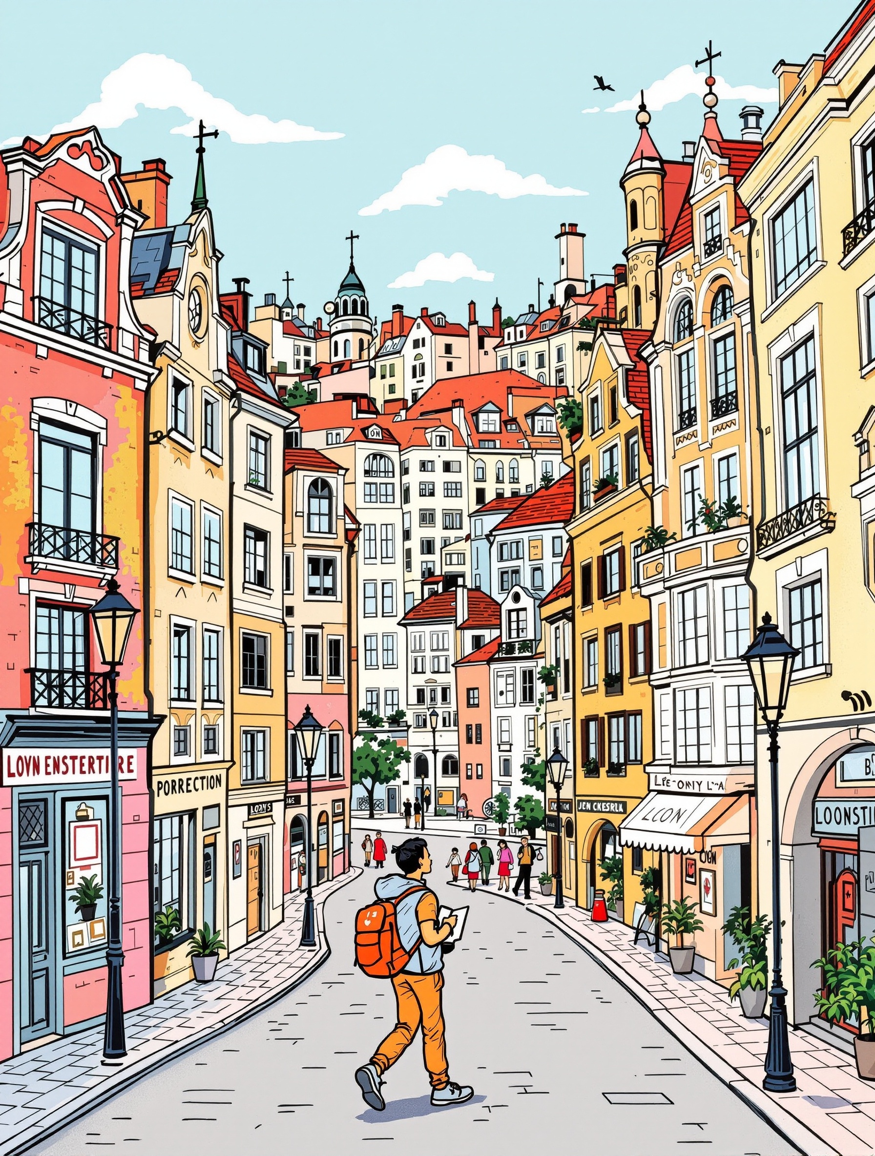 Promeneur explorant les rues vivantes des arrondissements de Lyon.