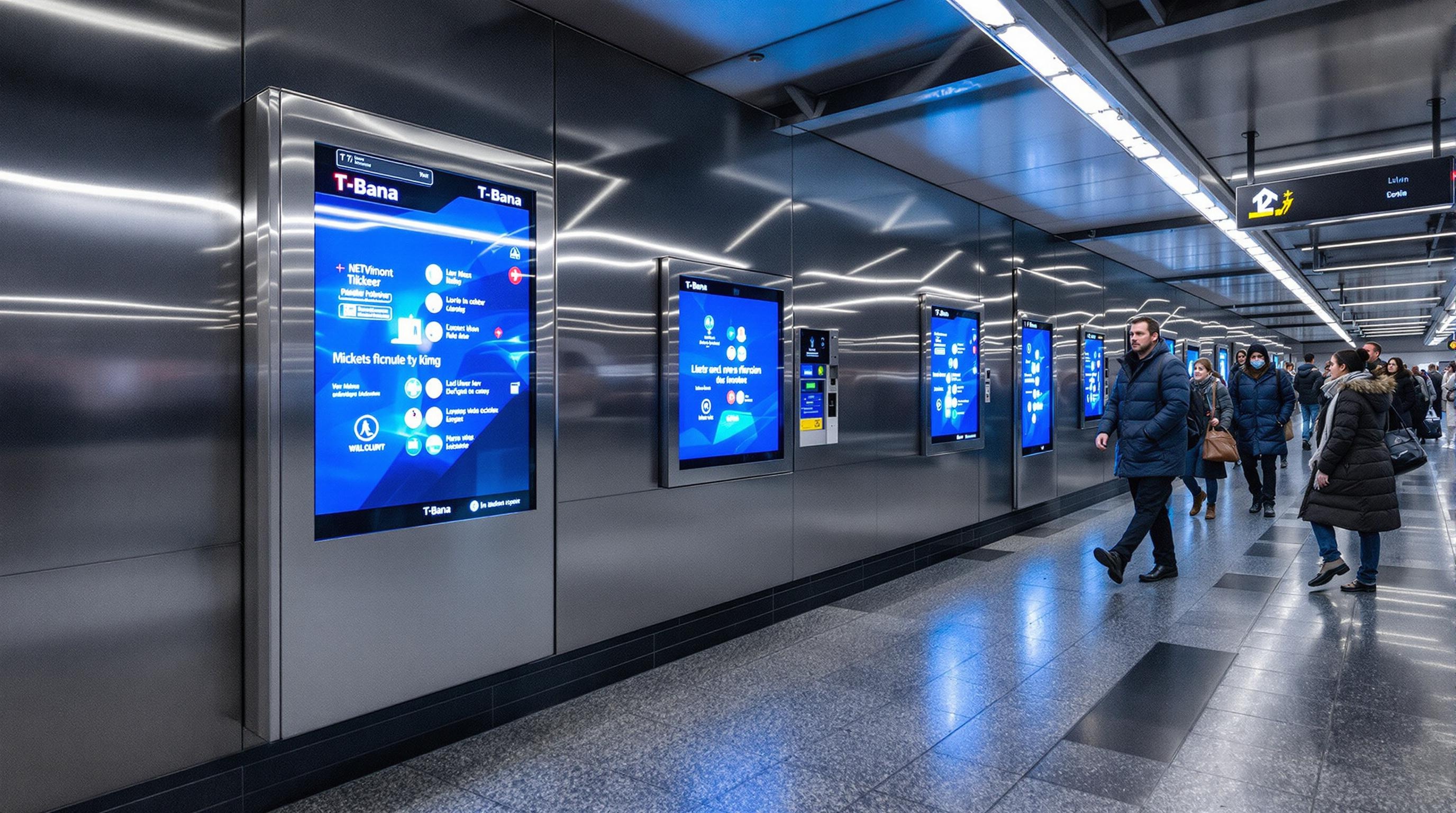 Distributeur automatique métro Stockholm T-Bana ambiance froide nuit