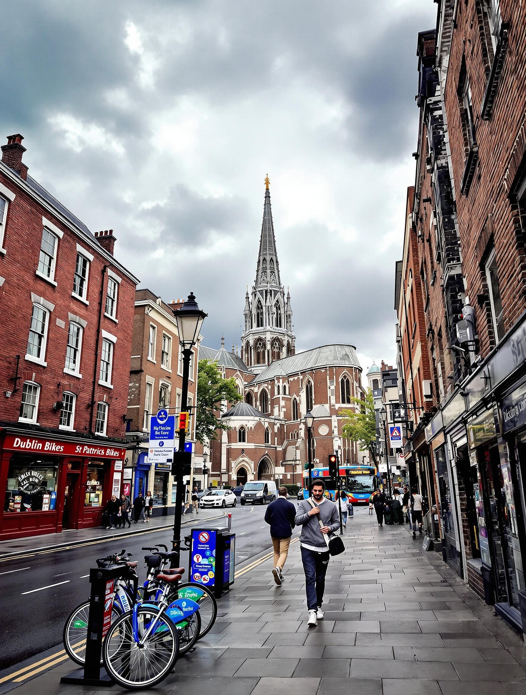 Itinéraire de Temple Bar vers St Patrick Cathedral Dublin à pied et en vélo