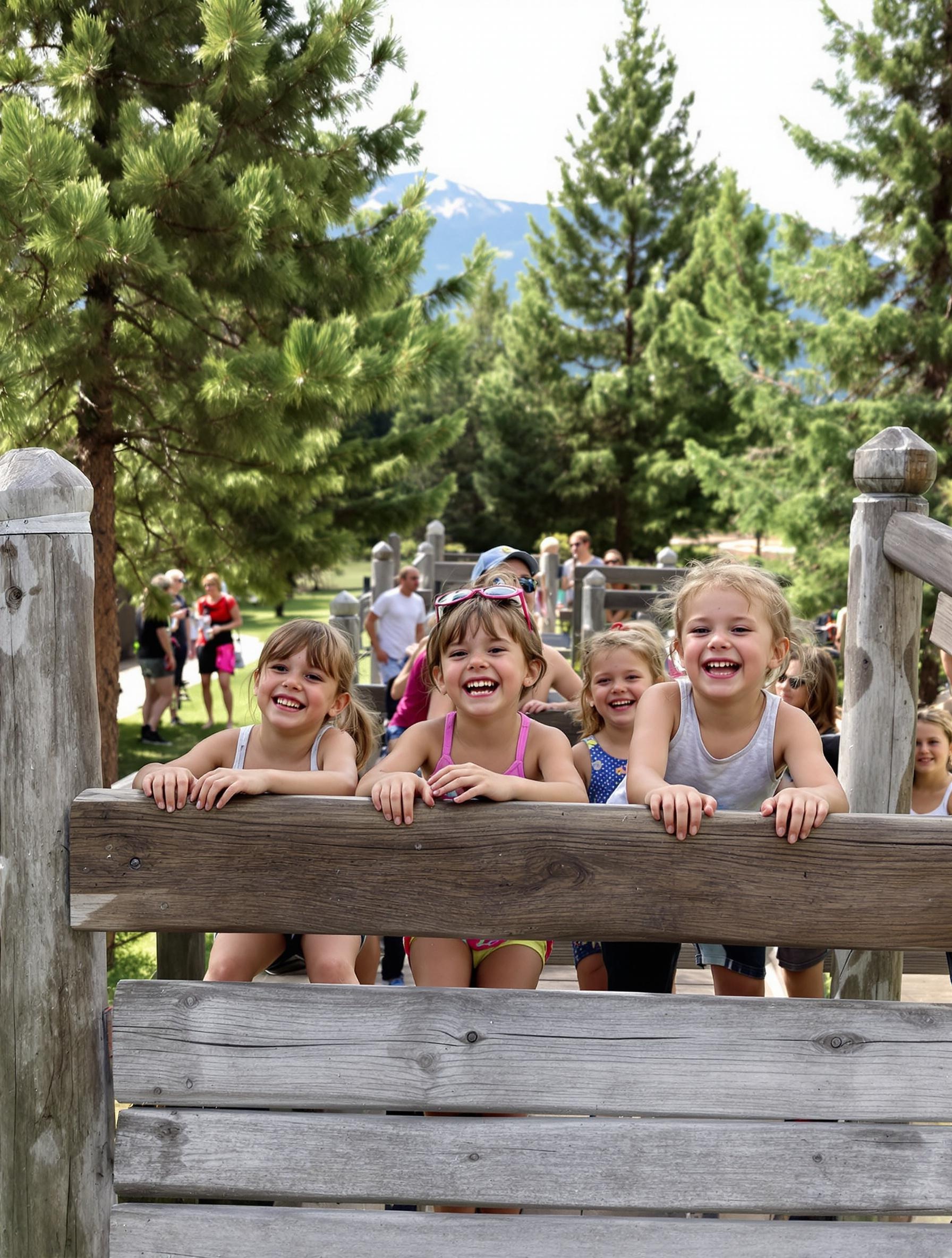 Enfants jouant sur l'aire de jeux au Camping Le Giffre à Samoëns