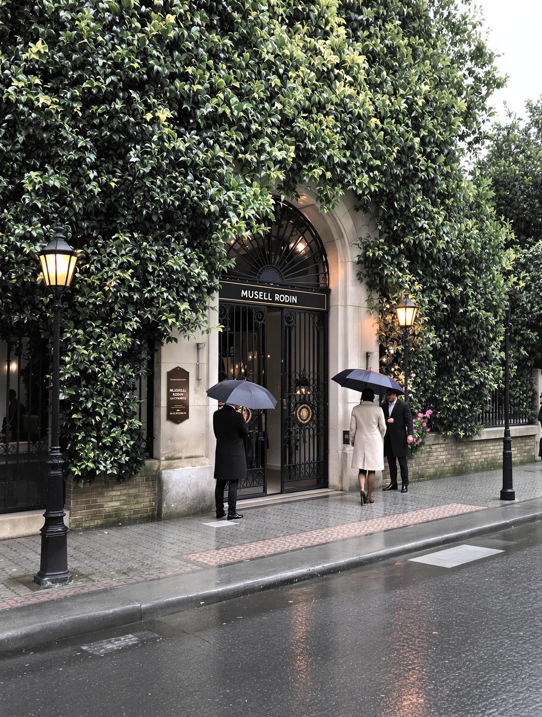 Musée Rodin entrée parapluies pluie Paris