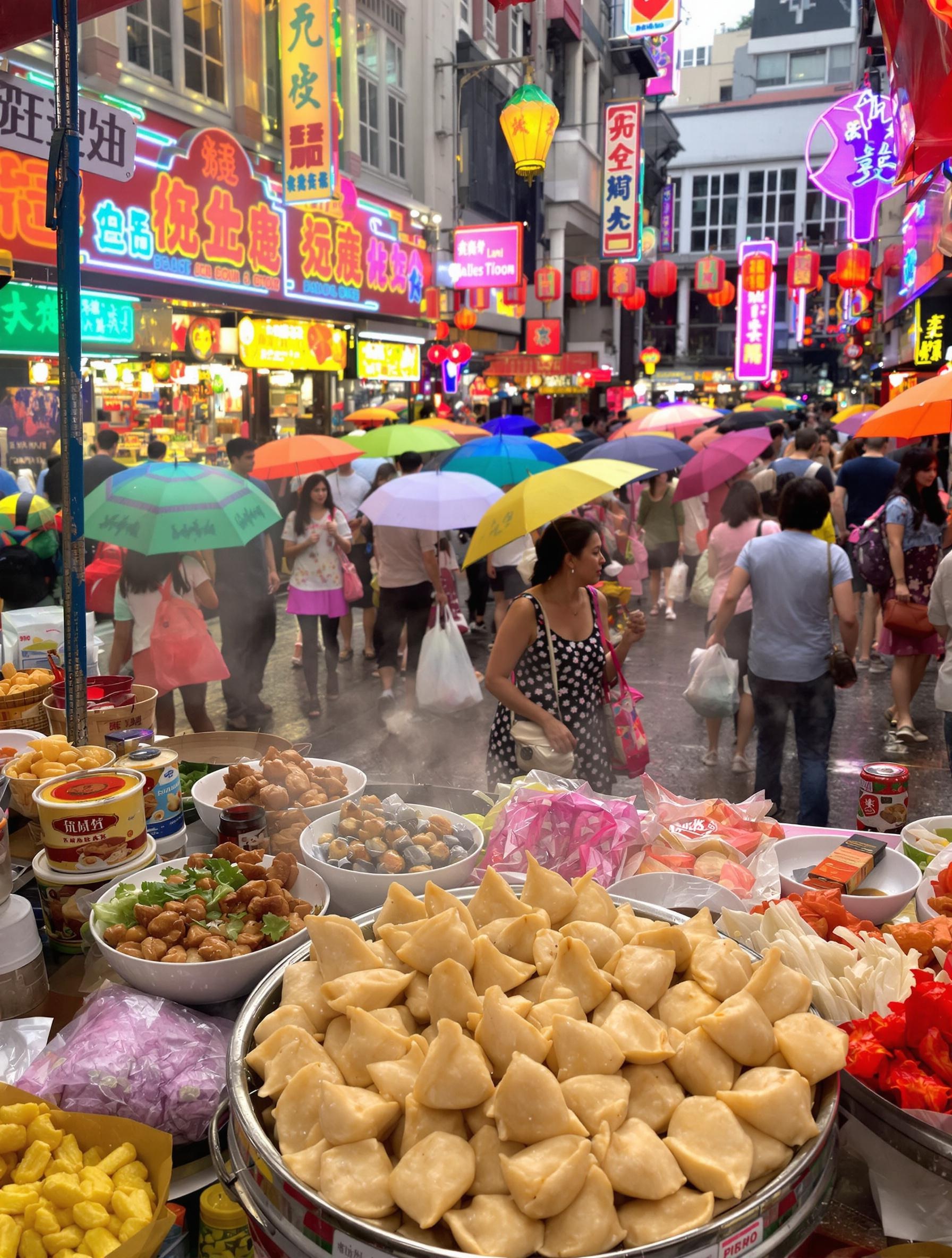 Street food asiatique avec jiaozi et snacks sur Macclesfield Street à Chinatown Londres