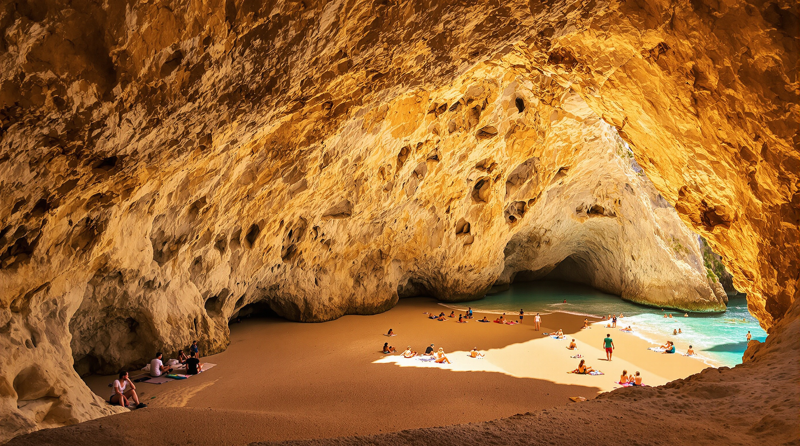 Grottes troglodytes creusées dans la falaise au-dessus de la plage dorée de Matala.