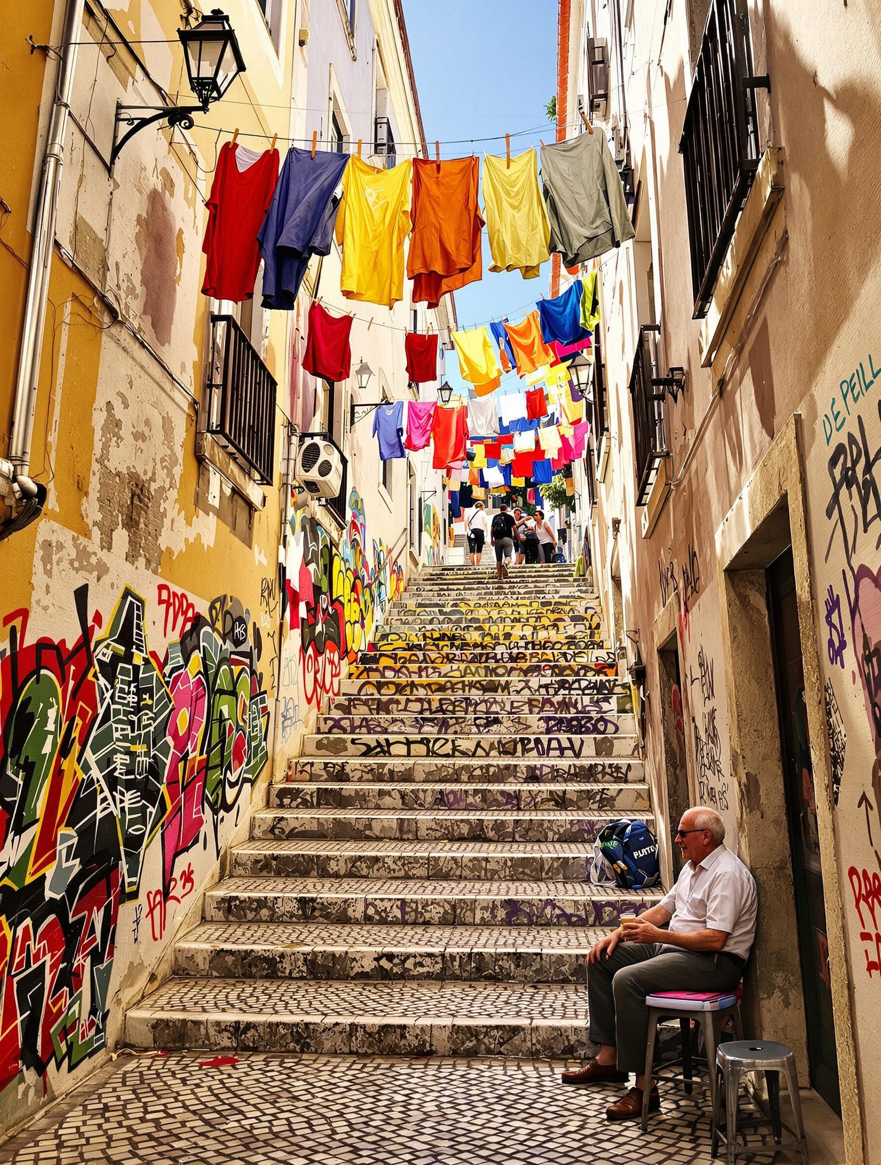 Ruelle graffiti Lisbonne local bar caché