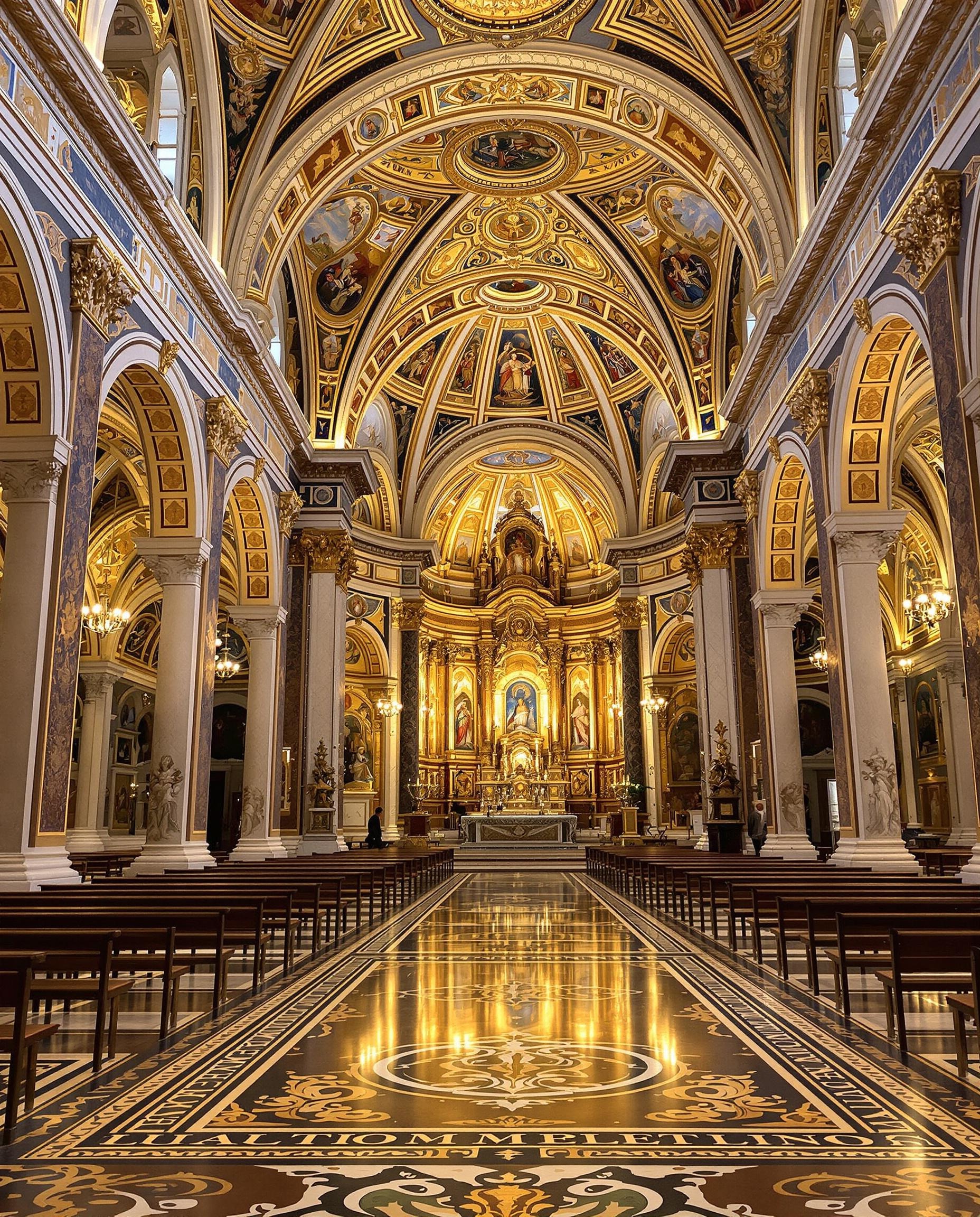 Nef baldaquin cosmatesque basilique Sainte-Marie-du-Trastevere