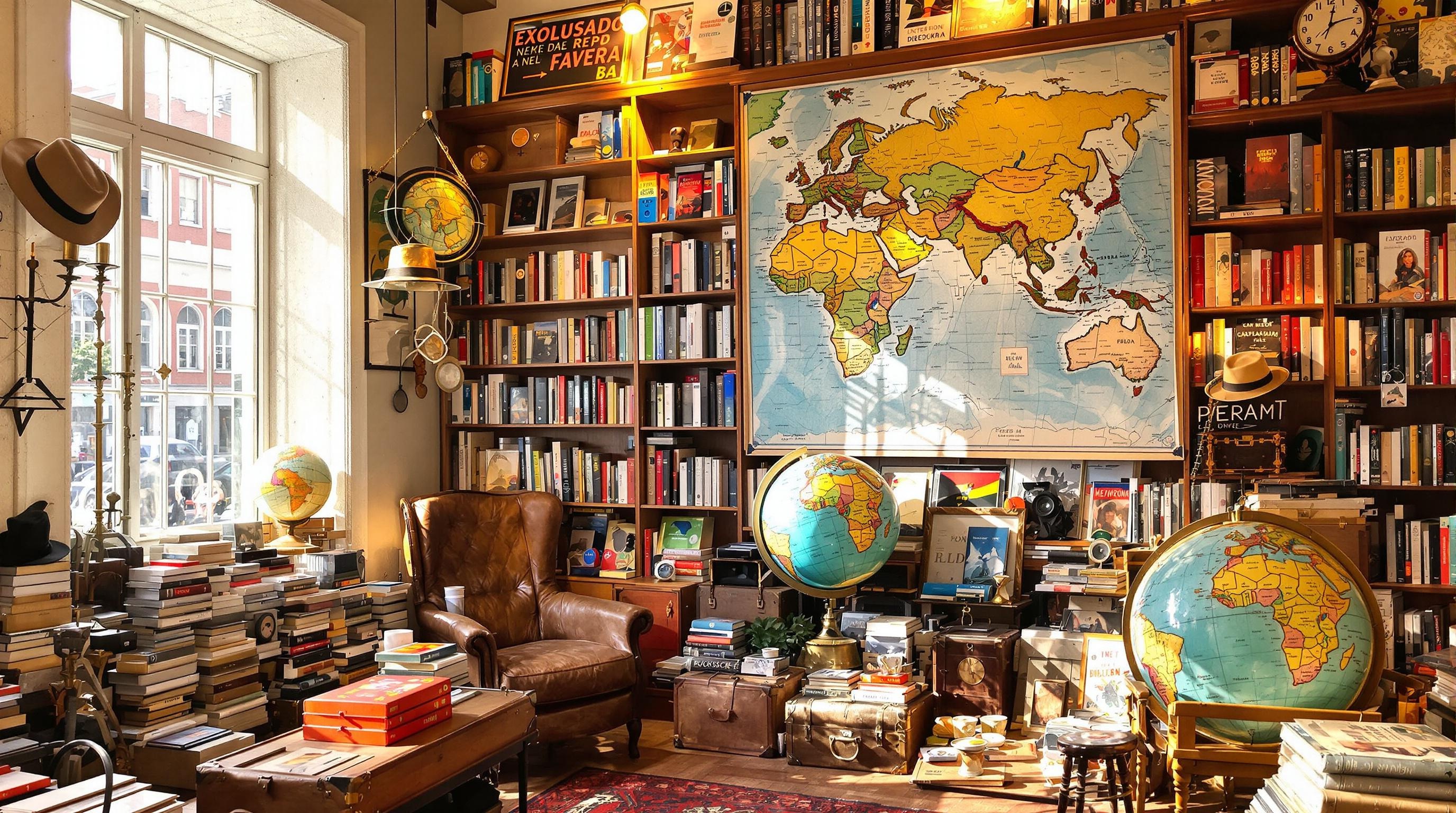 librairie voyage Porto globes ambiance explorateur