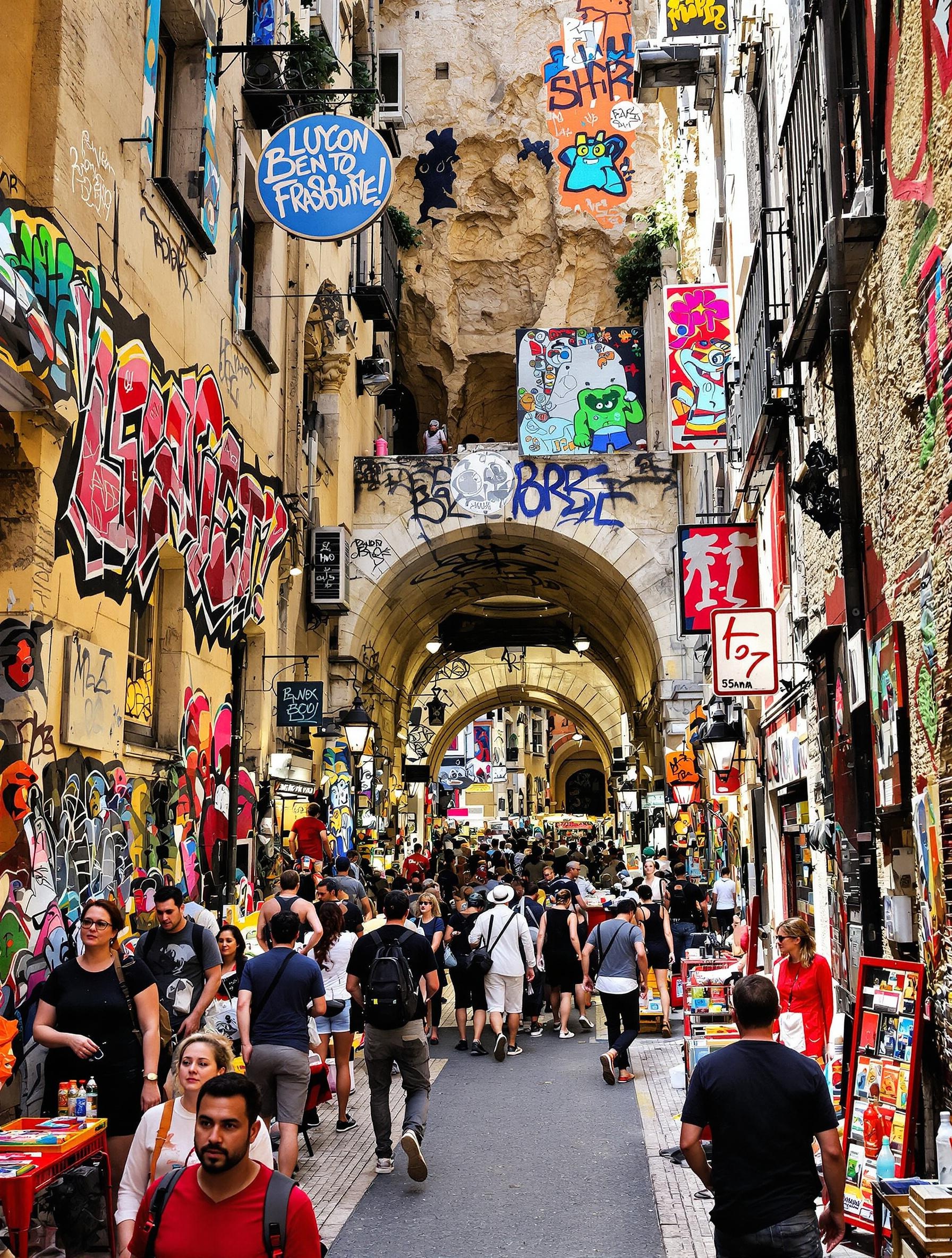 Vue authentique des traboules et du street-art lyonnais