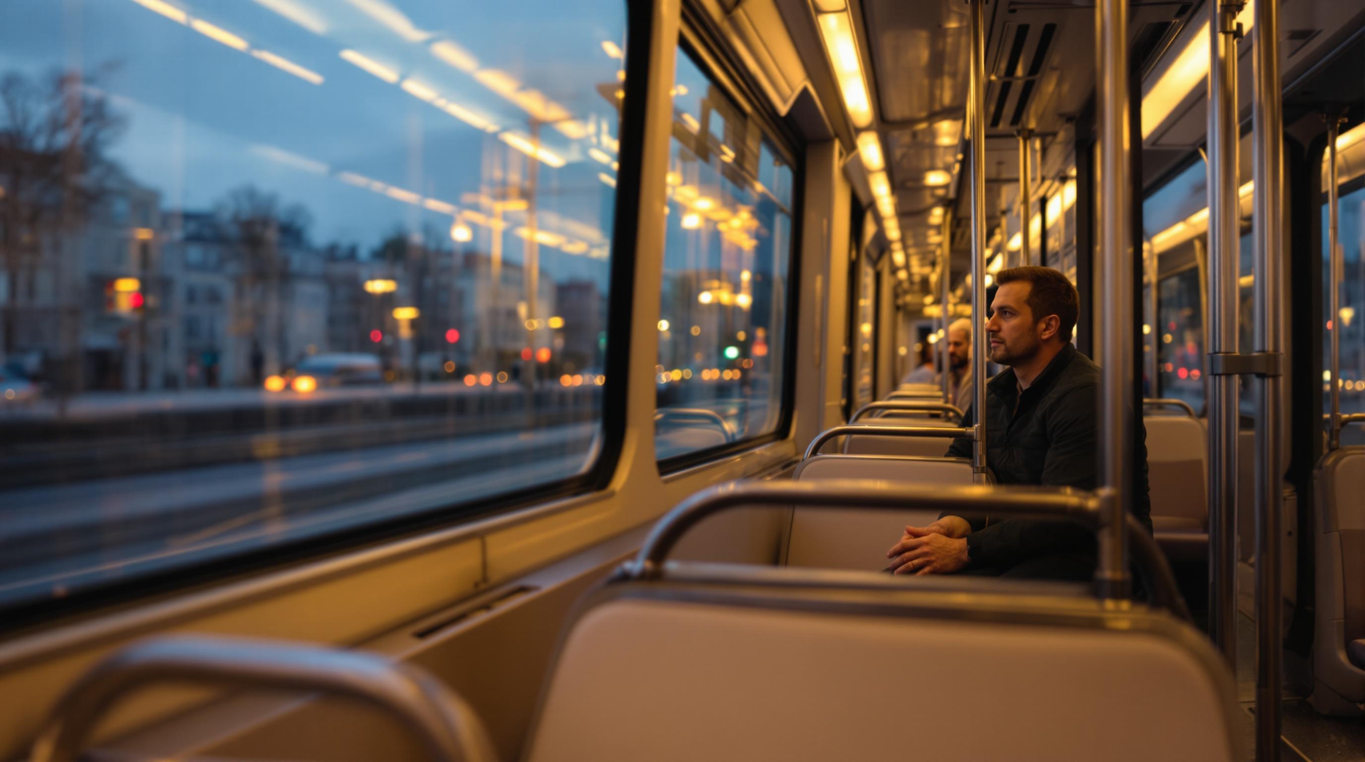 Tramway vide à Lyon, parfait pour une méditation matinale