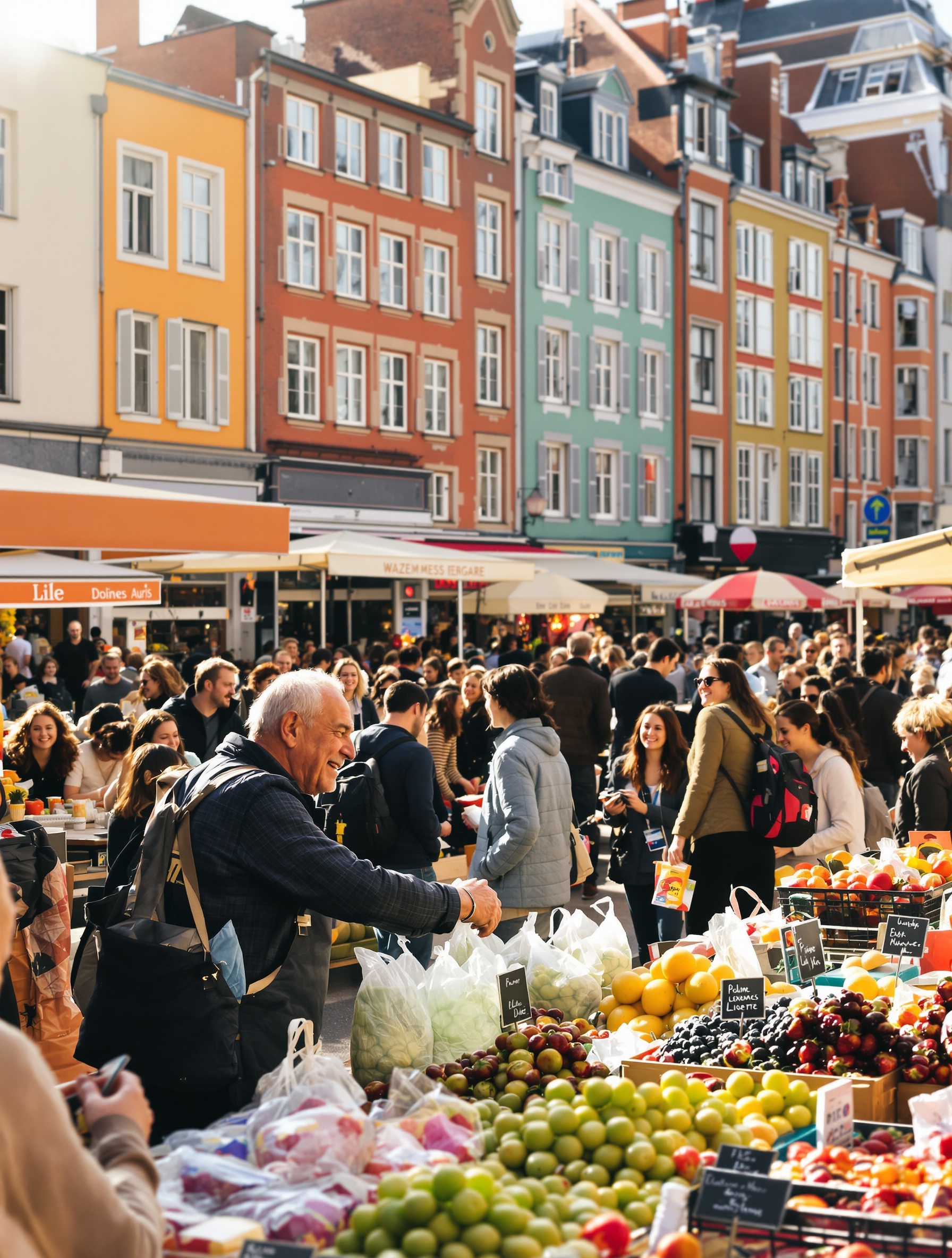 place du marché de Wazemmes foule vivante