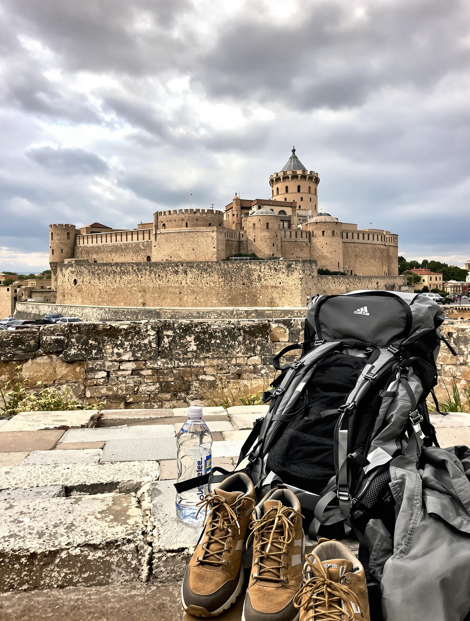 Sac bien préparé devant remparts Castel Sant'Elmo