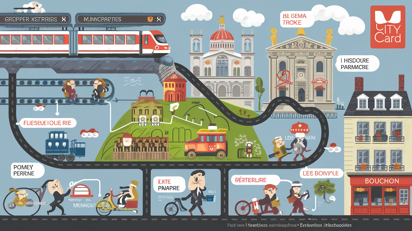 Schéma narratif Lyon City Card : du métro au funiculaire