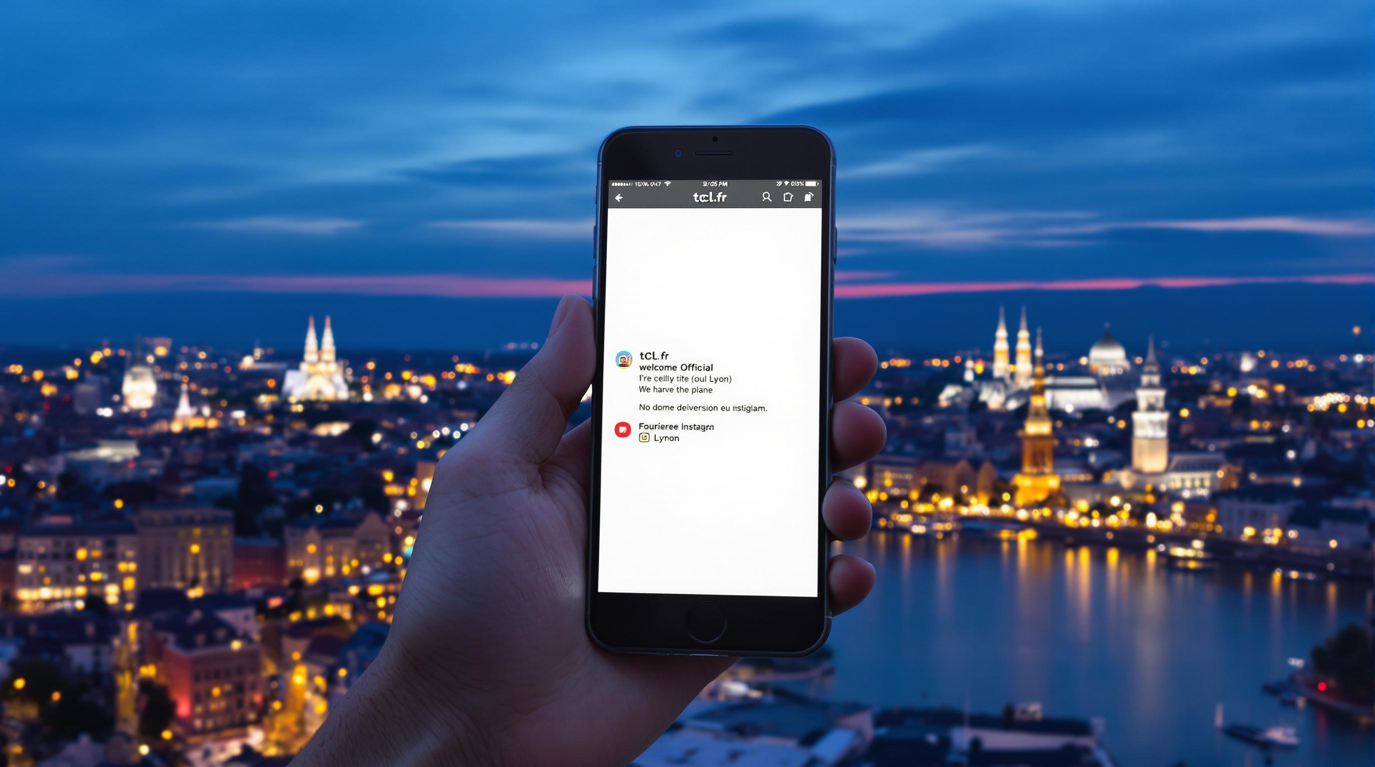Capture du site tcl.fr et des réseaux sociaux TCL Lyon sur smartphone