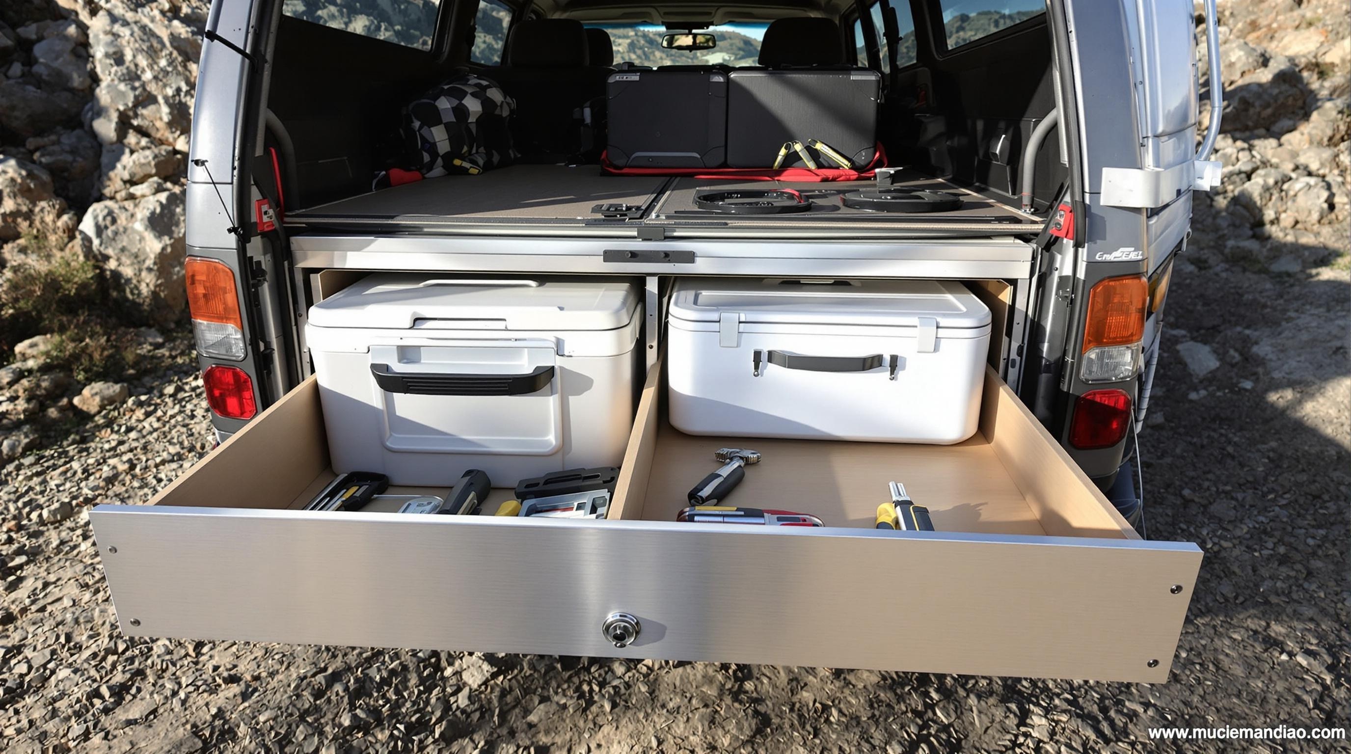 Tiroirs en aluminium sous lit Toyota HZJ78