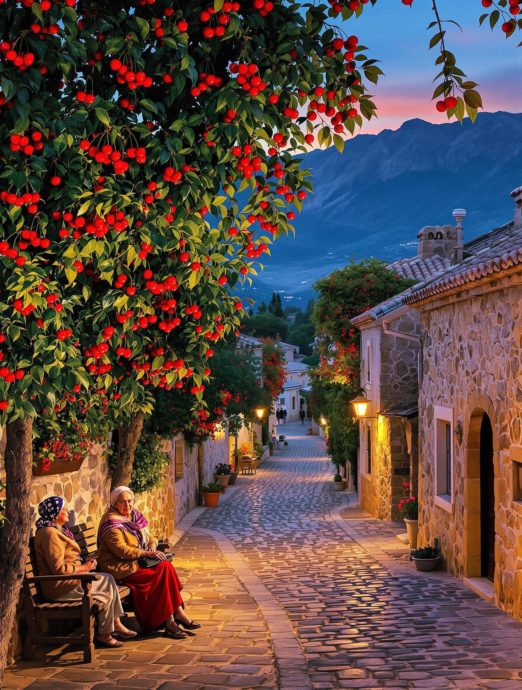 Village typique de la Sierra de Gata avec cerisiers et ruelles en pierre