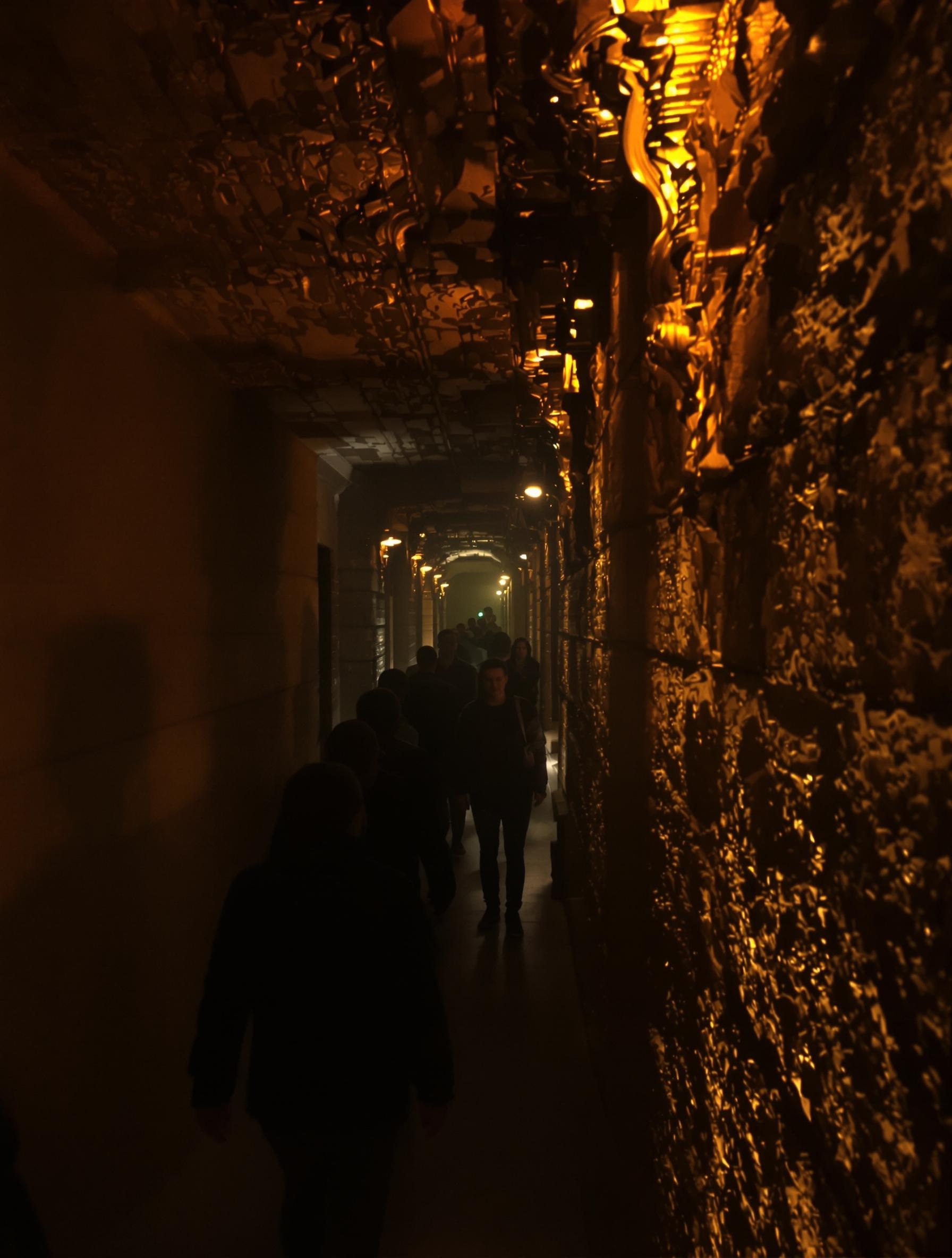 Exploration d’un couloir secret faiblement éclairé à Versailles