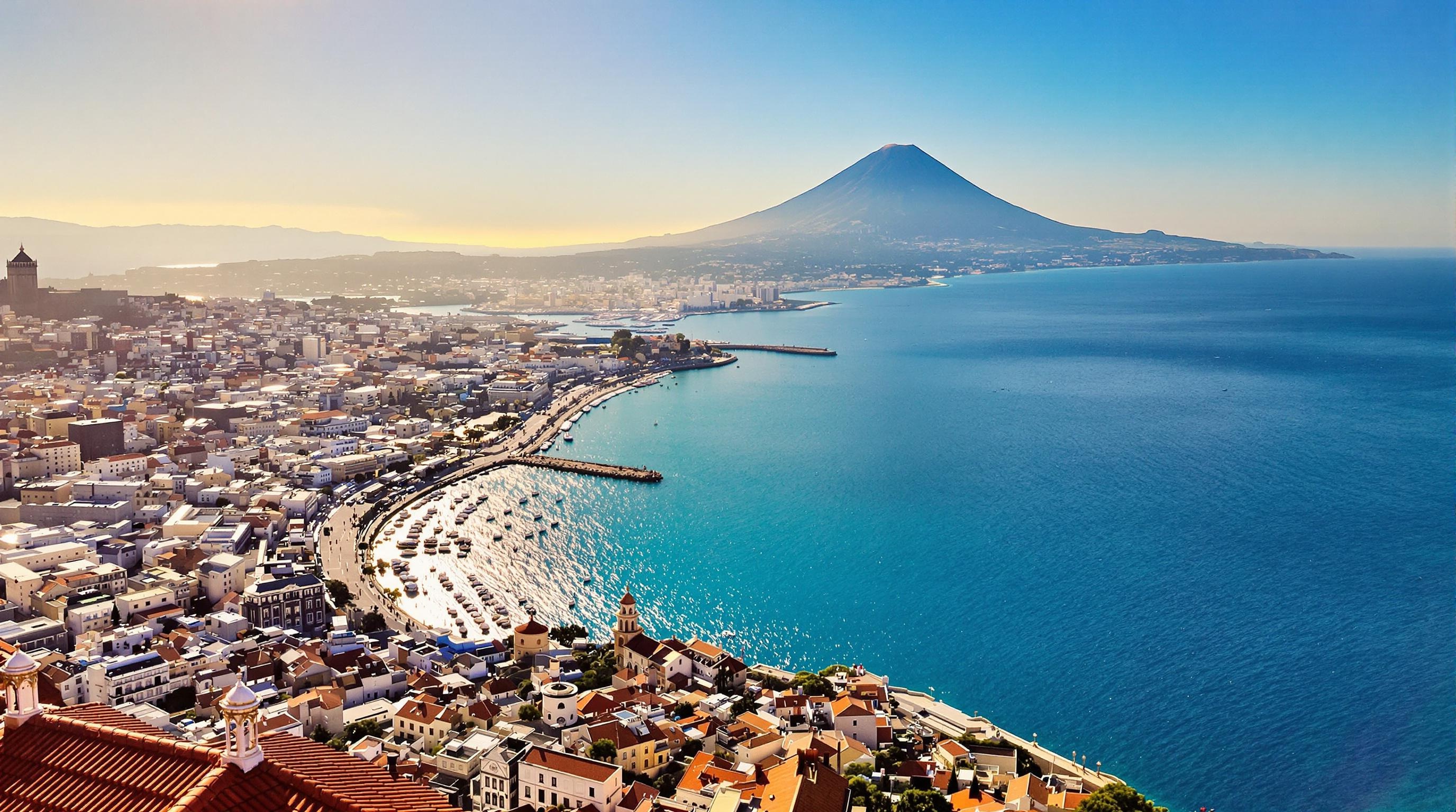 Vue plongeante depuis Belforte sur Baie de Naples et Vésuve