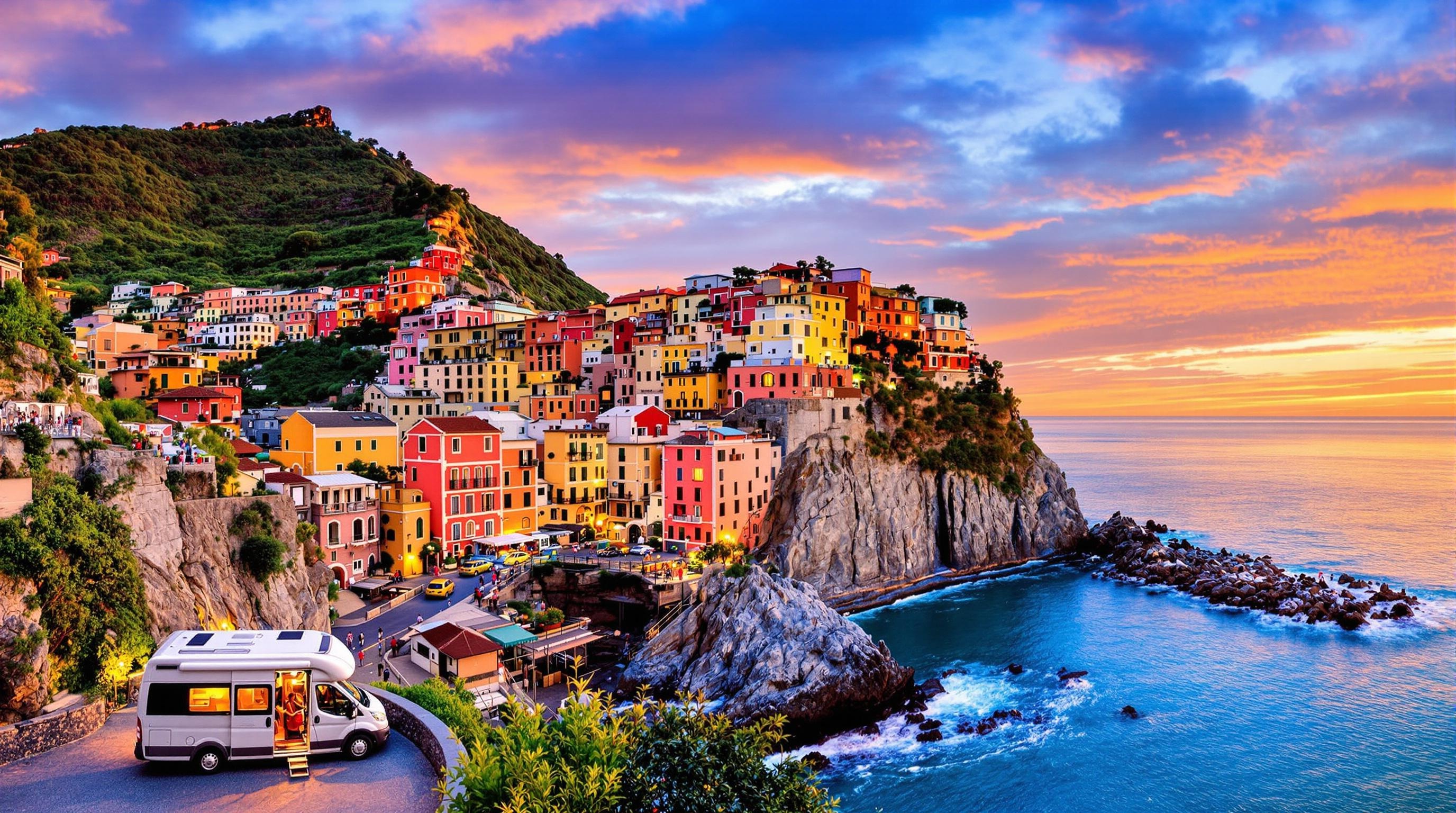 Manarola avec un van panoramique aux Cinque Terre