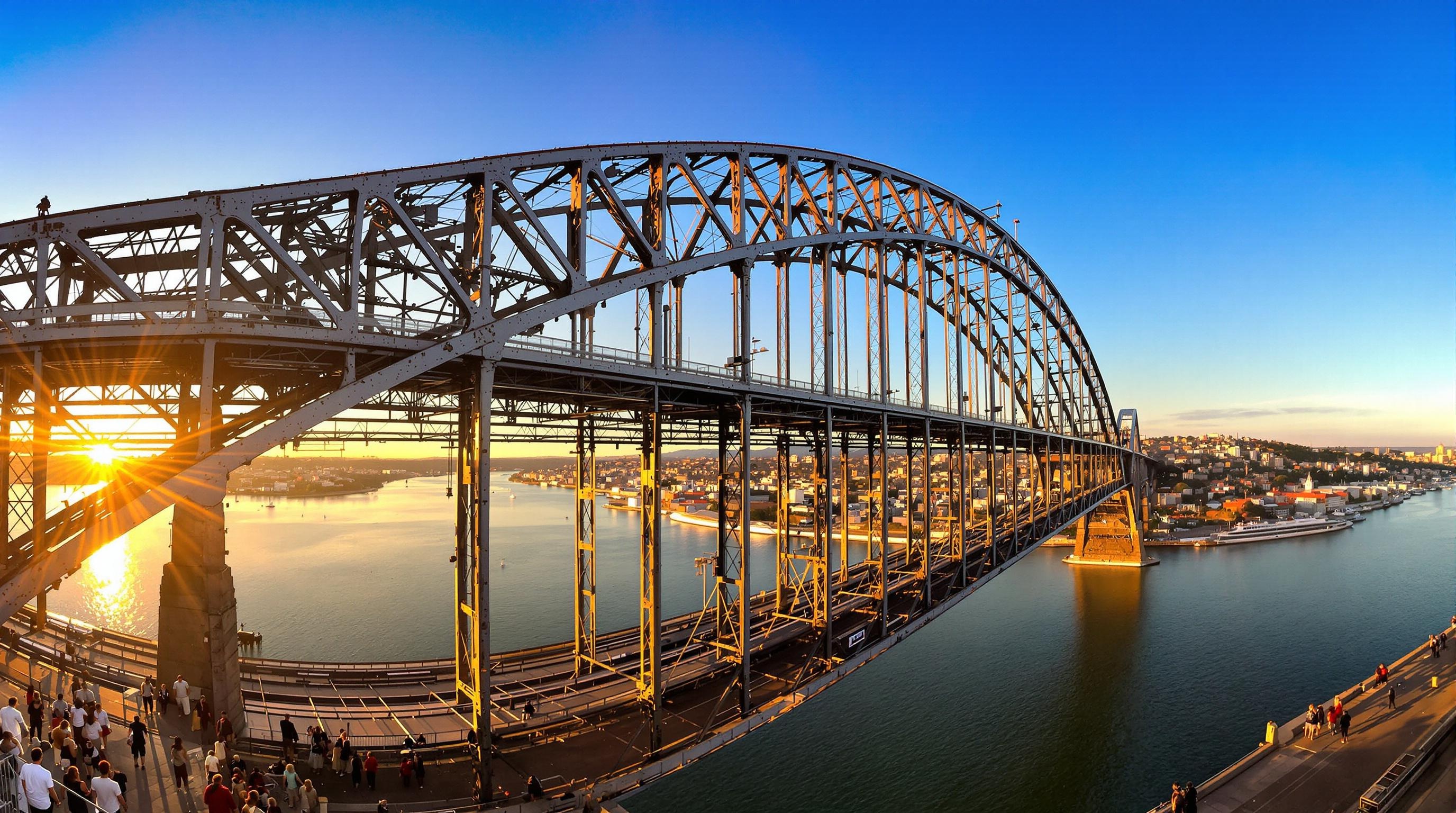 Vue panoramique tablier supérieur Pont Dom Luís I Porto Douro treillis acier.