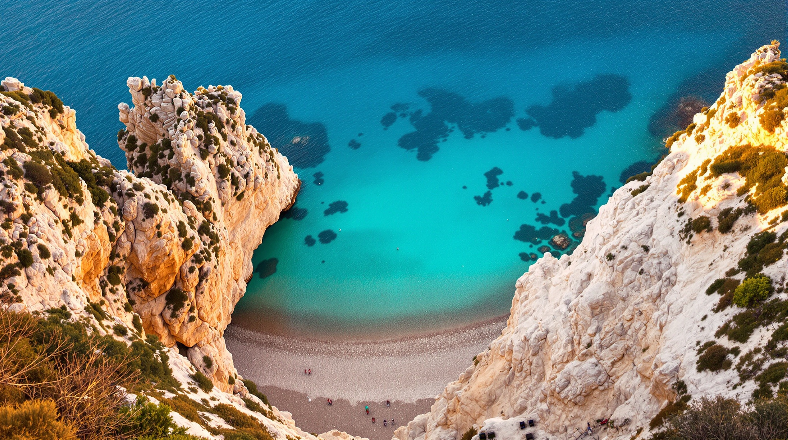 Vue plongeante sur la Calanque d'En-Vau en automne sans personne